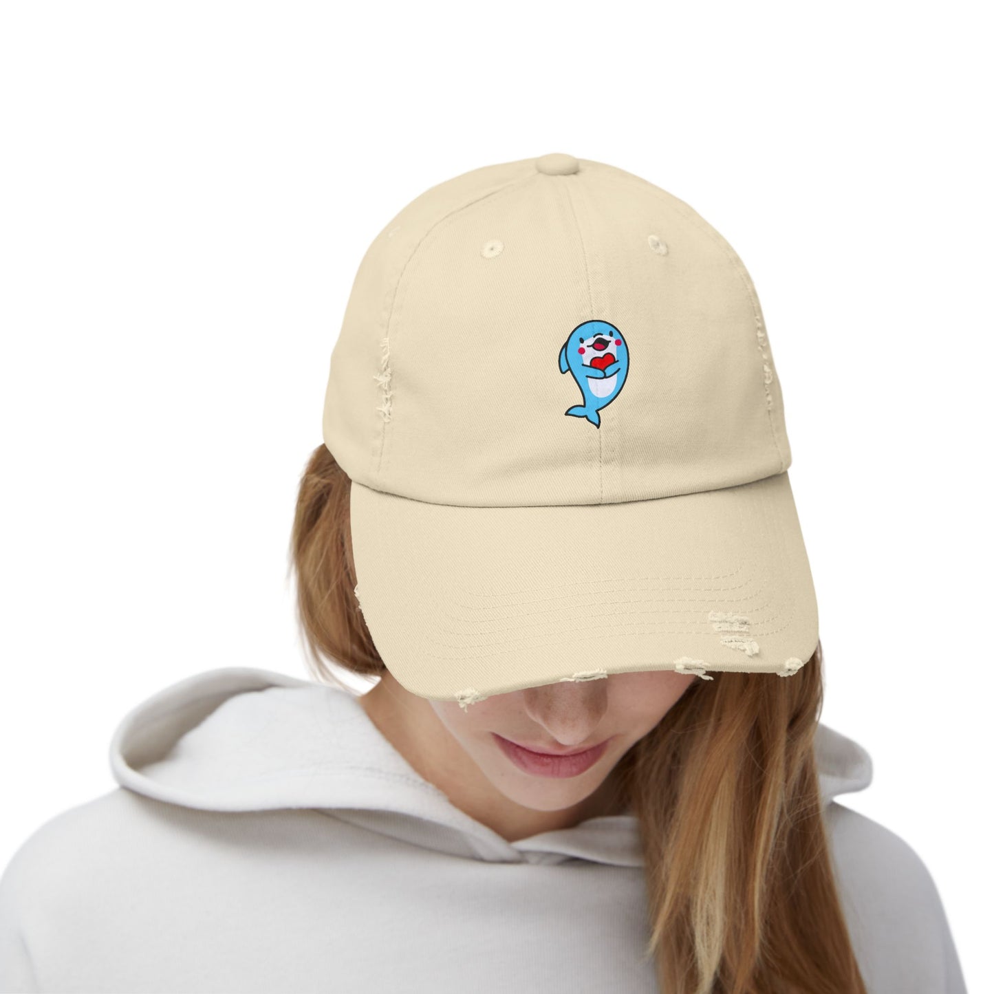 Dolphin Vintage Distressed Dad Hat Unisex Adjustable Cotton Twill Baseball Cap for Casual Everyday Wear
