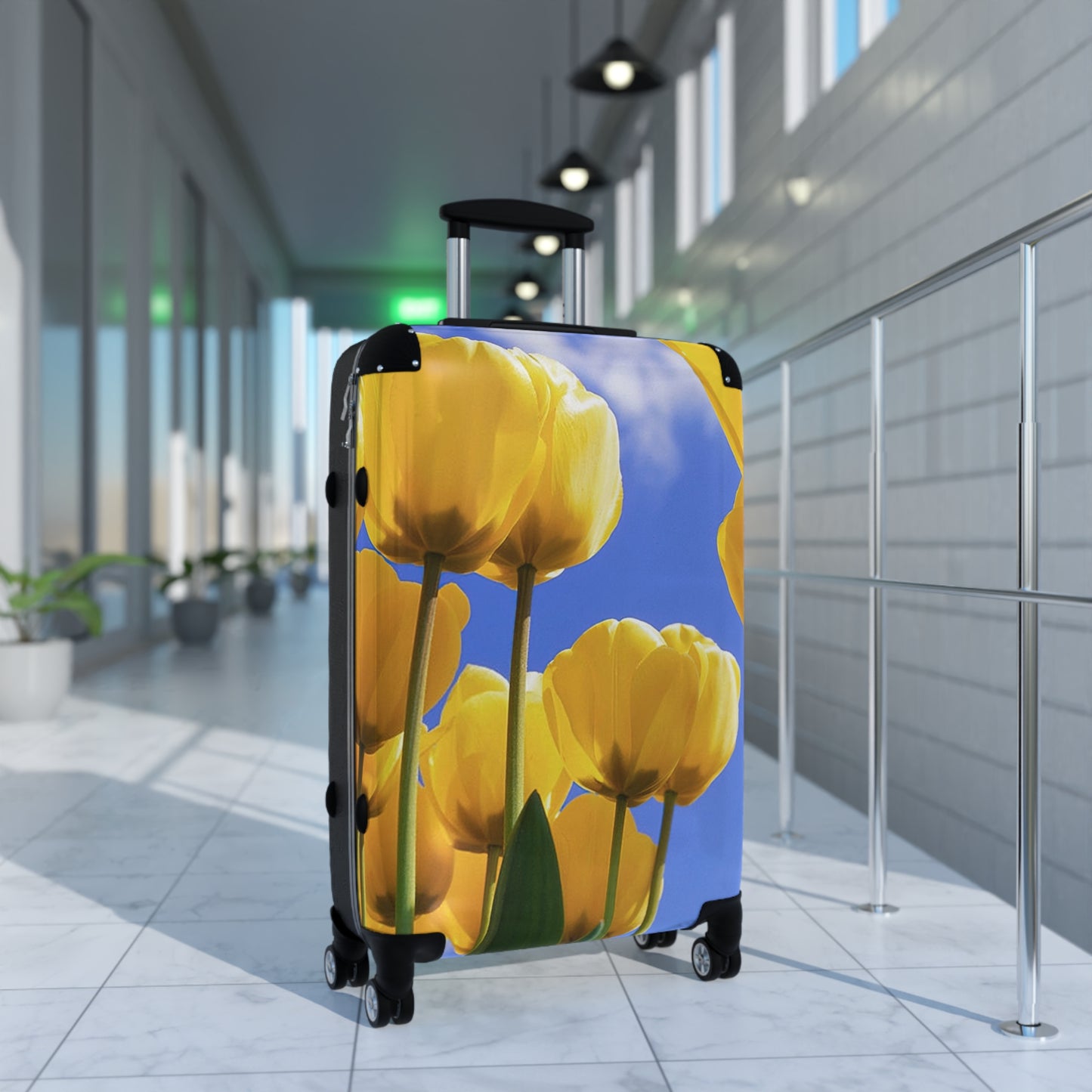 Nature Flowers Floral Yellow Tulips Art Carry-On Suitcase - Stylish Luggage for Travelers