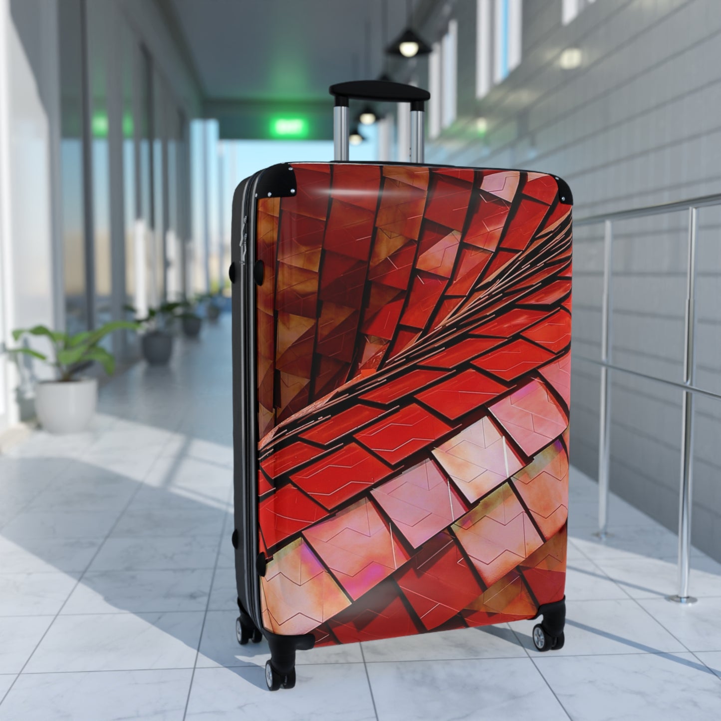 Abstract Red Roof Tiles Art Carry-On Suitcase - Stylish Luggage for Travelers