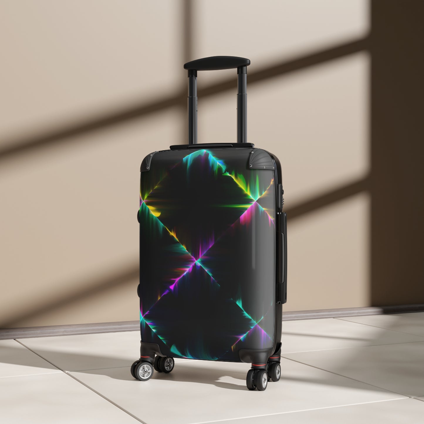 Abstract Neon Lights Carry-On Suitcase - Stylish Luggage for Travelers