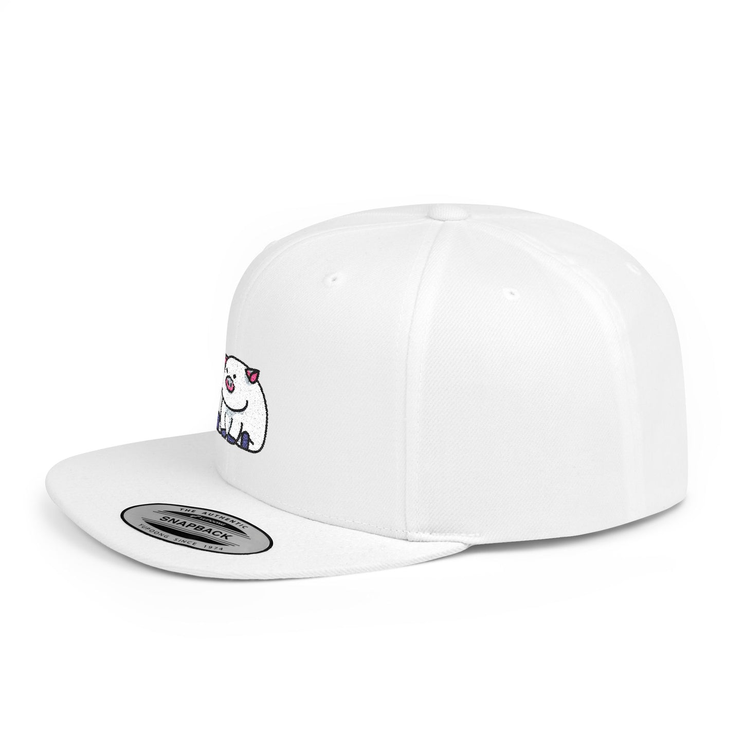 Icons Embroidered Pig Flat Bill Snapback – Lightweight, Custom Fit, Premium Quality