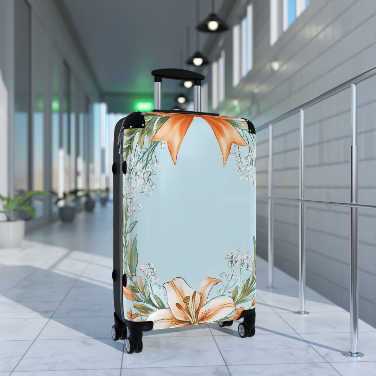 Nature Flowers Floral Lily Bow Carry-On Suitcase - Stylish Luggage for Travelers