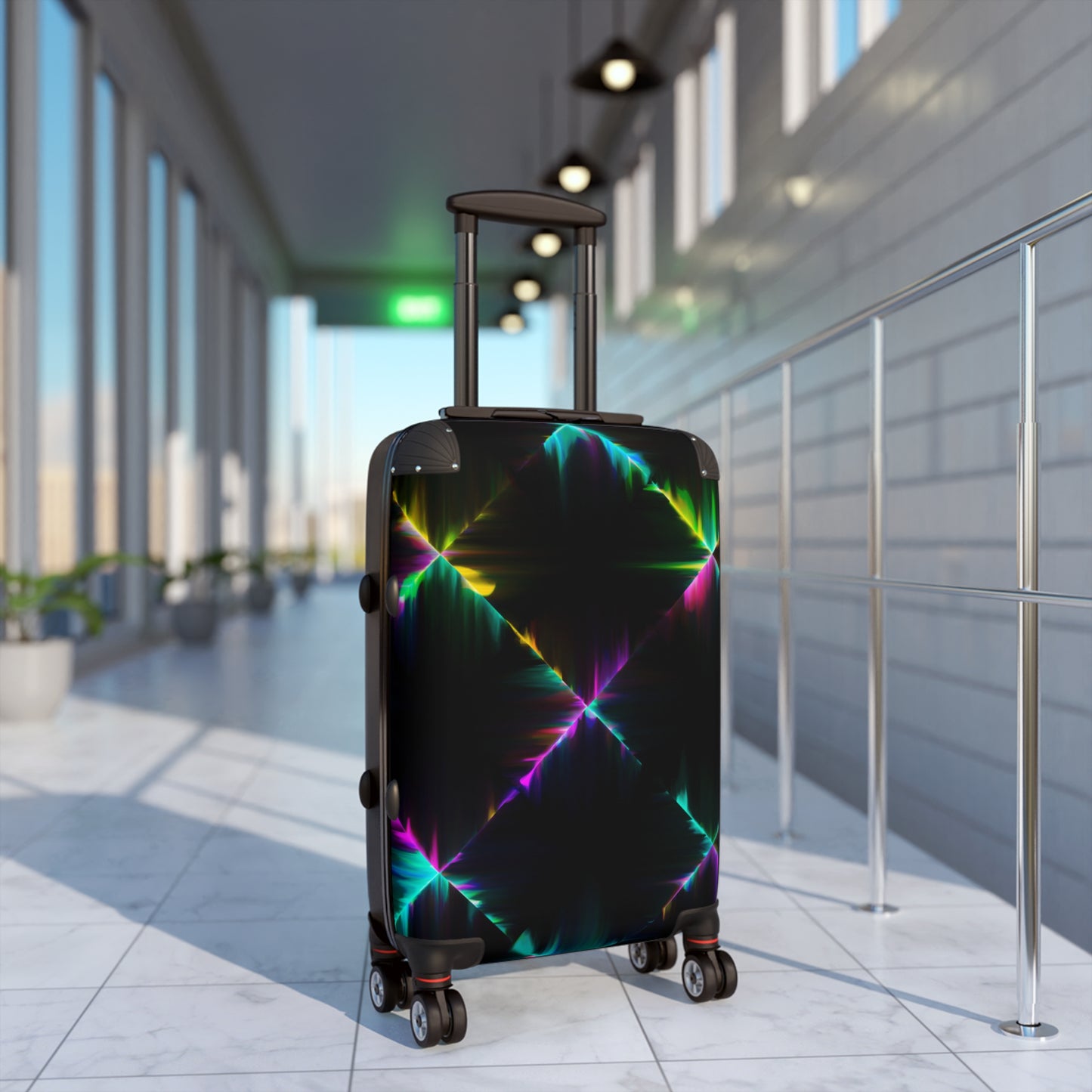 Abstract Neon Lights Carry-On Suitcase - Stylish Luggage for Travelers