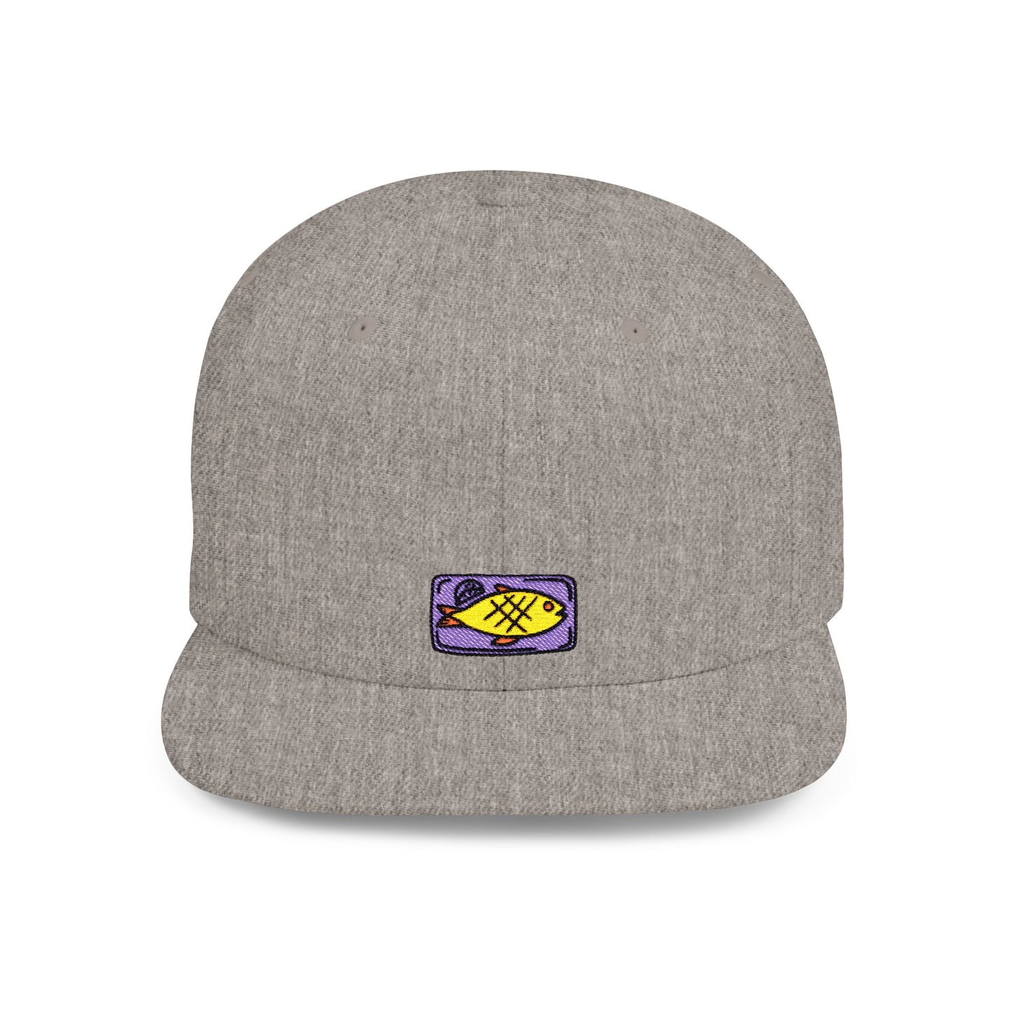 Icons Embroidered Fish Food Flat Bill Snapback – Lightweight, Custom Fit, Premium Quality