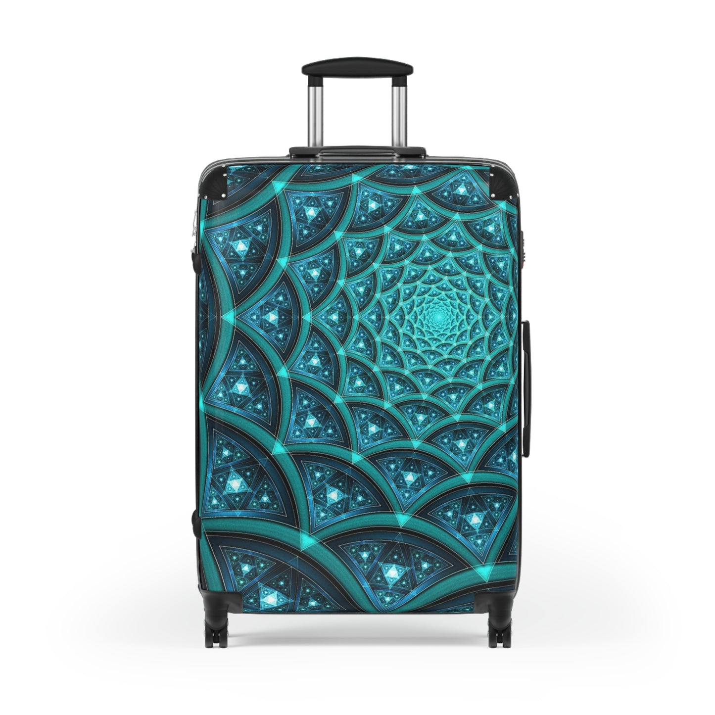 Abstract Fractal Teal Carry-On Suitcase - Stylish Luggage for Travelers