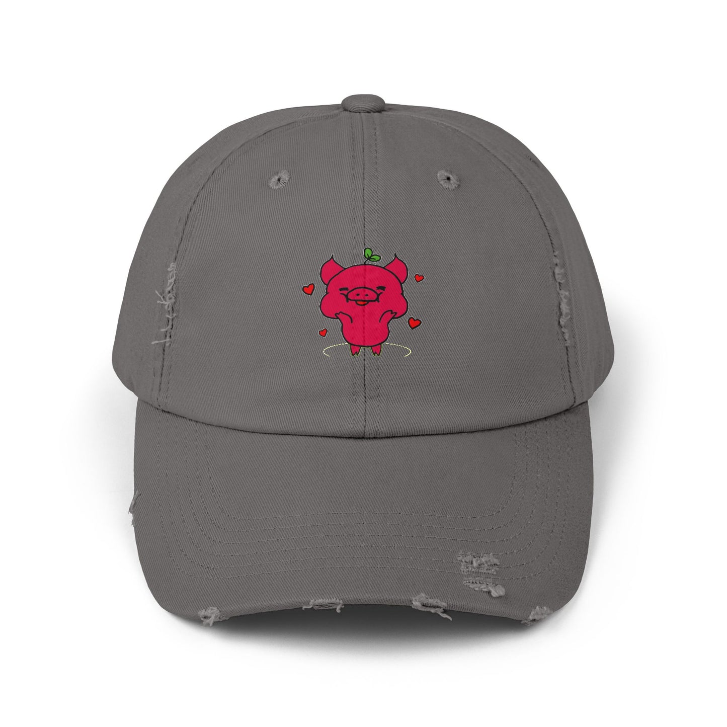Pig Vintage Distressed Dad Hat Unisex Adjustable Cotton Twill Baseball Cap for Casual Everyday Wear