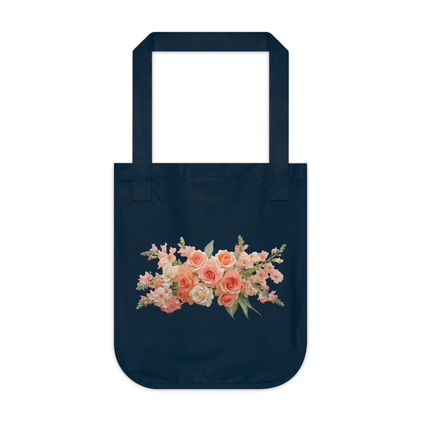 Flowers Peach Rose Floral Organic Canvas Tote Bag - Eco-Friendly Carryall for Everyday Use