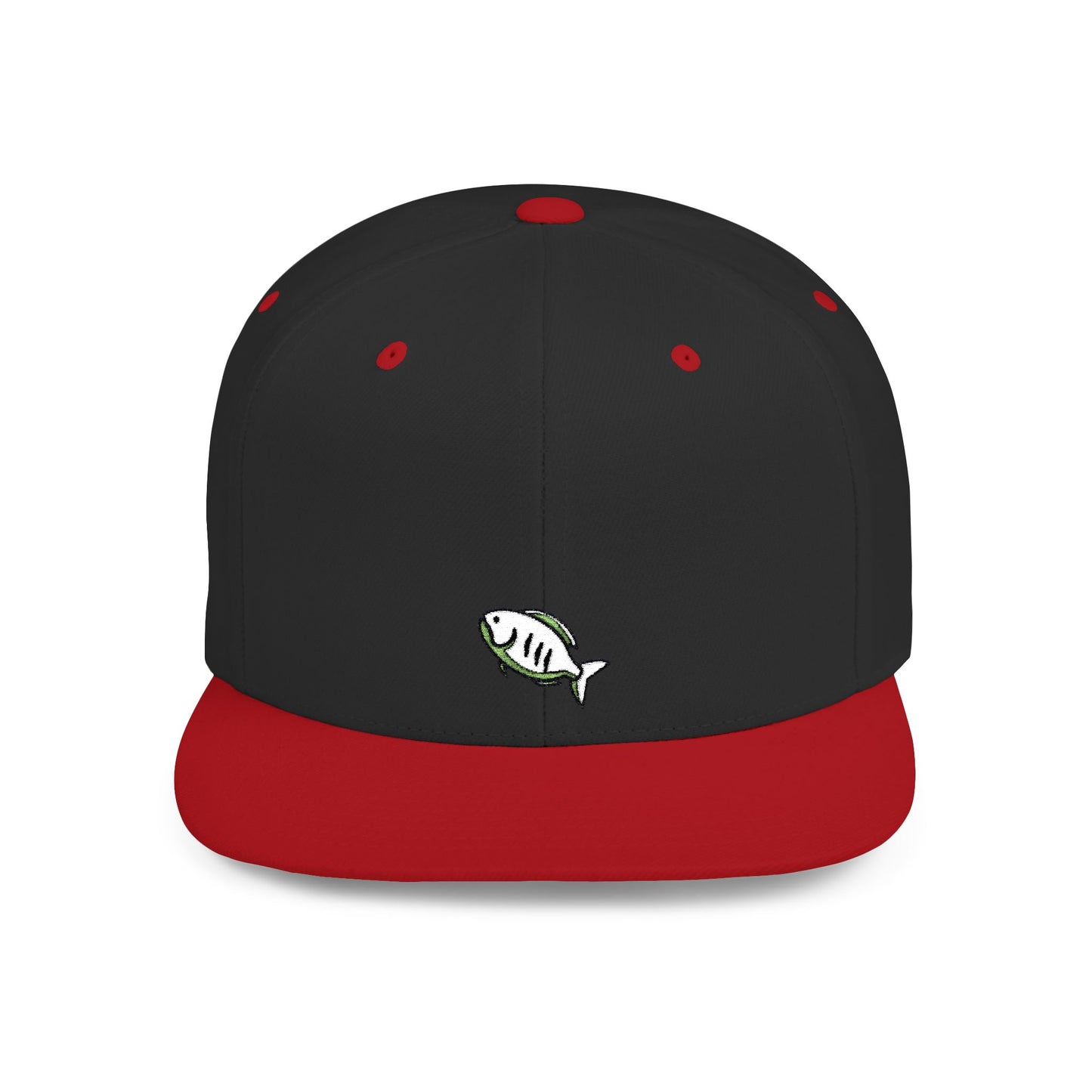 Icons Embroidered White Fish Flat Bill Snapback – Lightweight, Custom Fit, Premium Quality