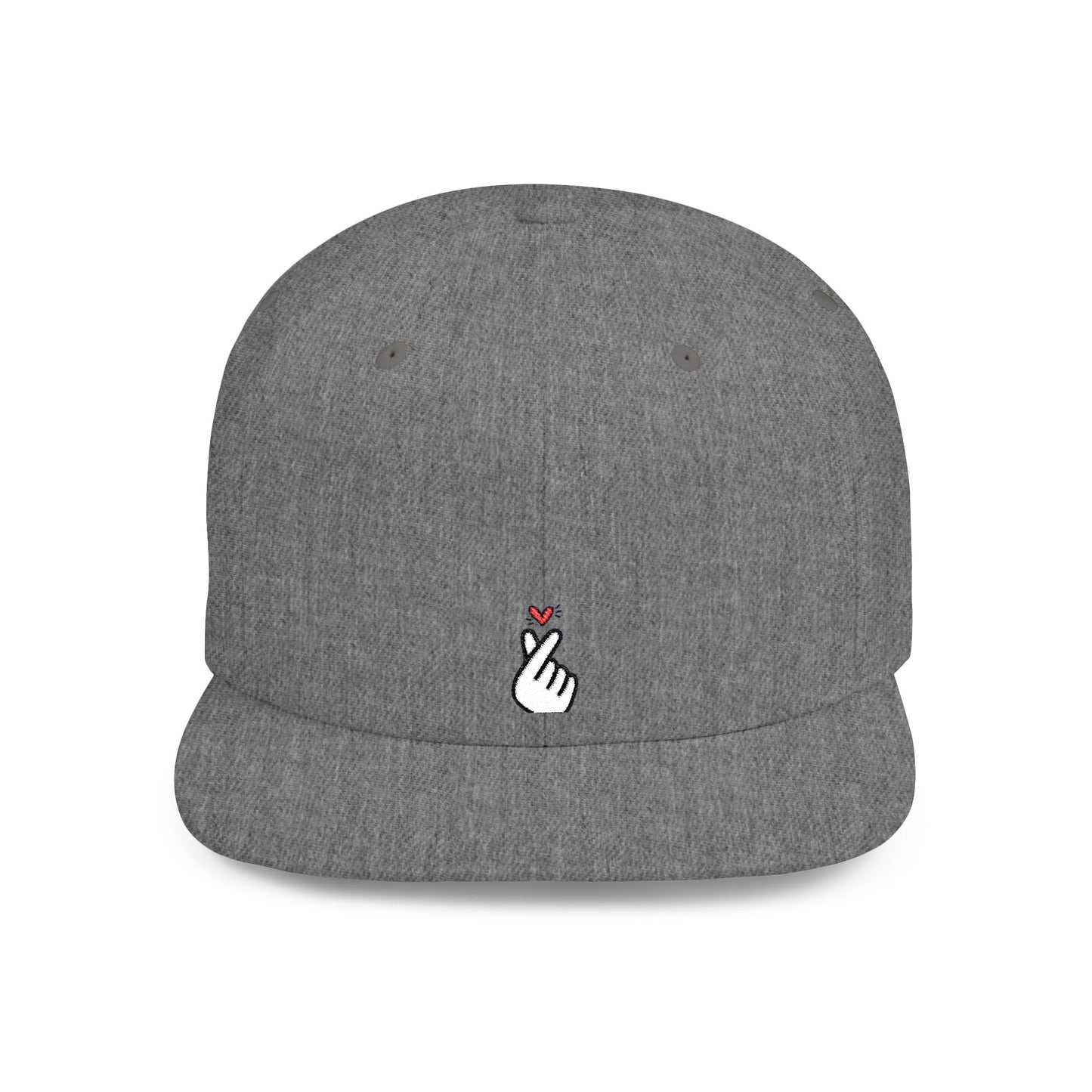 Icons Embroidered Heart Flat Bill Snapback – Lightweight, Custom Fit, Premium Quality