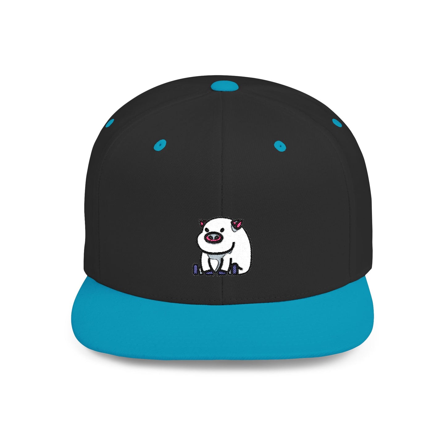 Icons Embroidered Pig Flat Bill Snapback – Lightweight, Custom Fit, Premium Quality