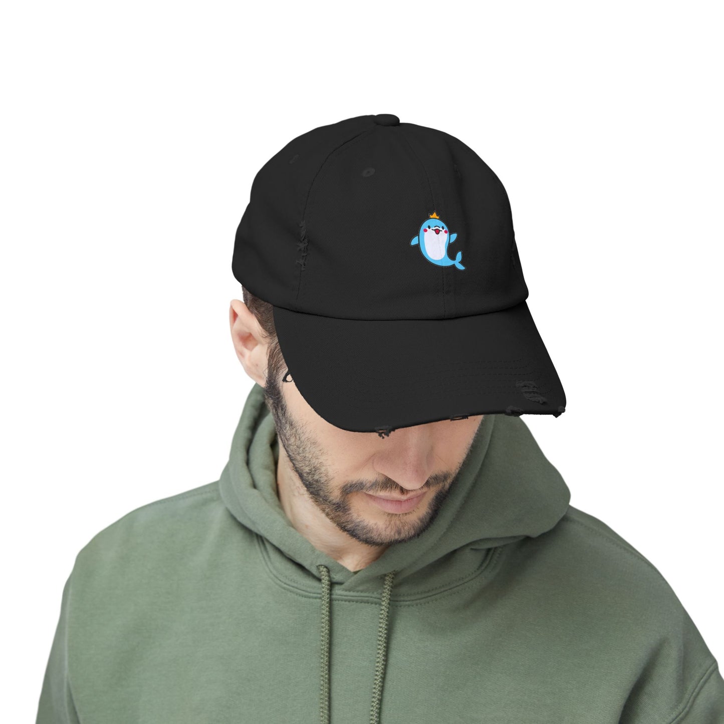 Dolphin Crown Vintage Distressed Dad Hat Unisex Adjustable Cotton Twill Baseball Cap for Casual Everyday Wear