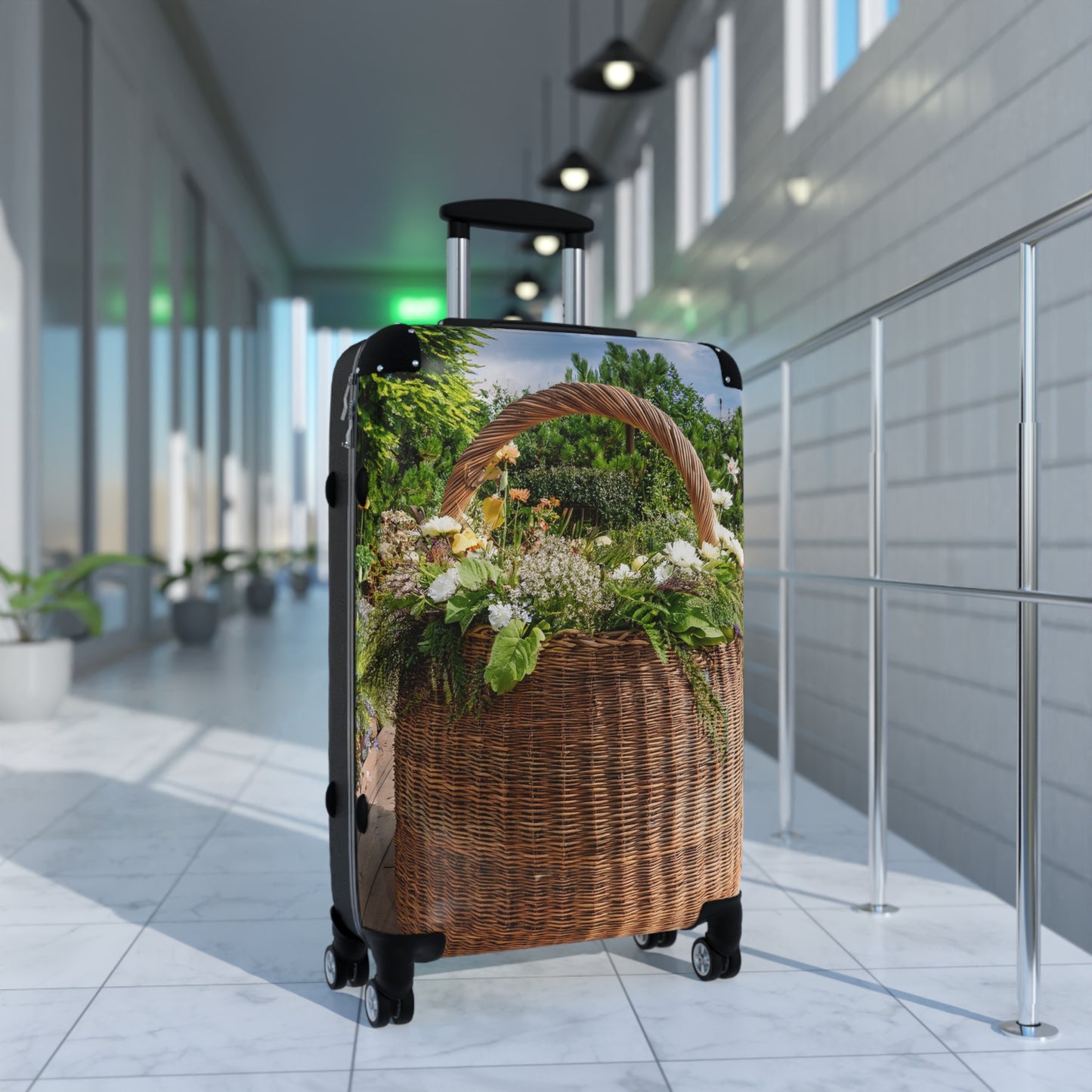 Nature Flowers Floral Wicker Basket Art Carry-On Suitcase - Stylish Luggage for Travelers