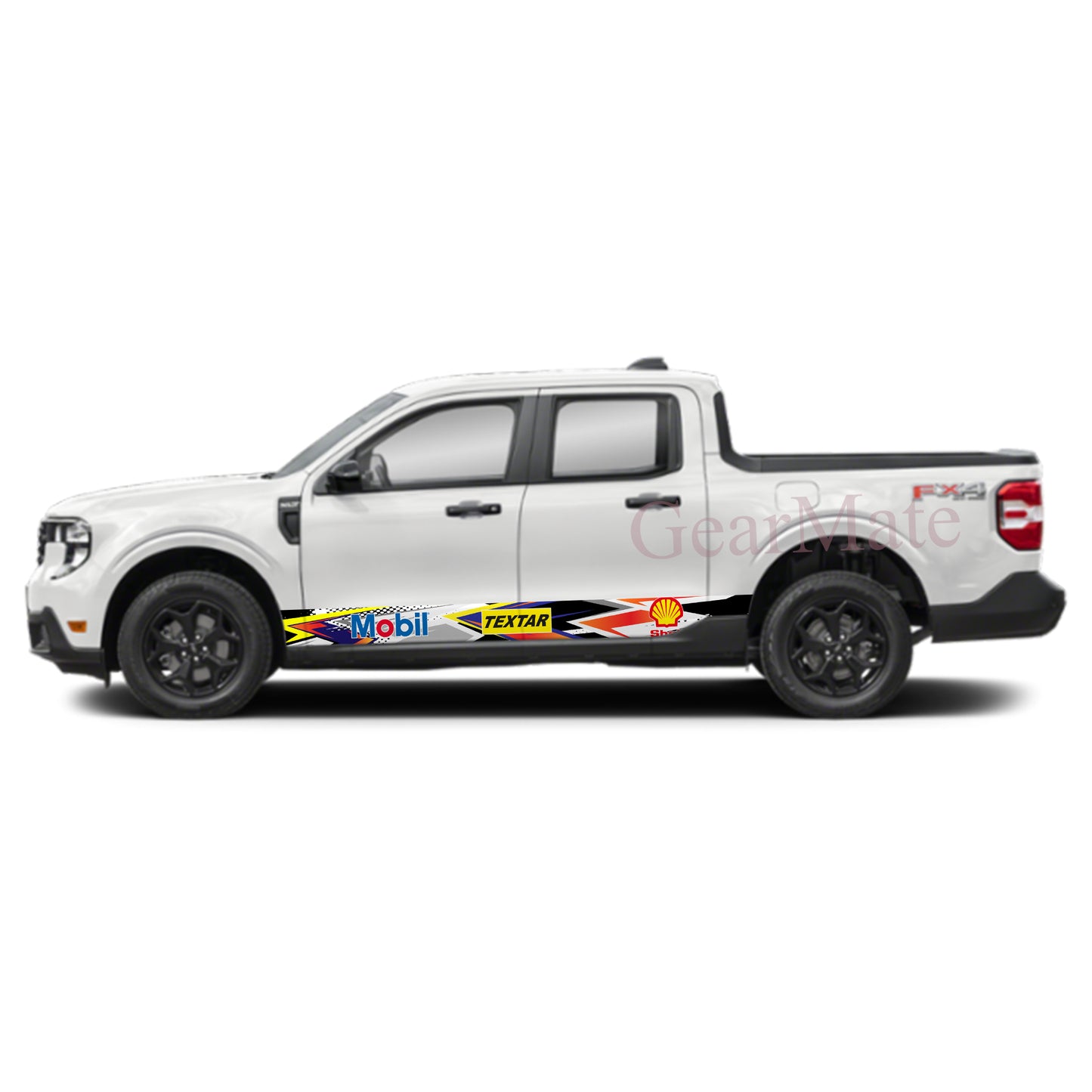 Orange Blue Mobil Rocker Panel Graphic Decal Kit (Left & Right Sides) - High Quality Vinyl for Trucks & SUVs