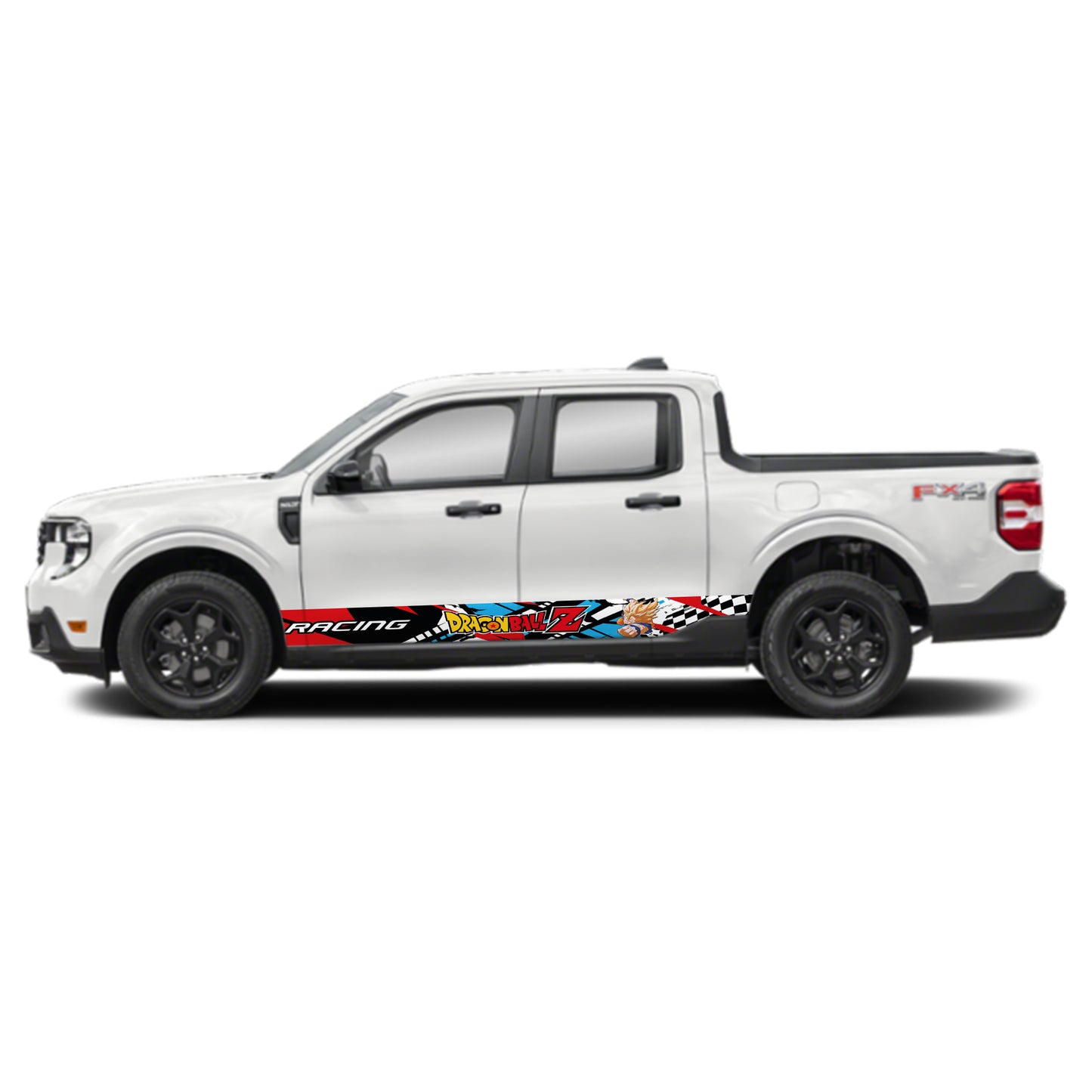 Racing Red Blue Dragon Ball Z Goku Rocker Panel Graphic Decal Kit (Left & Right Sides) - High Quality Vinyl for Trucks & SUVs