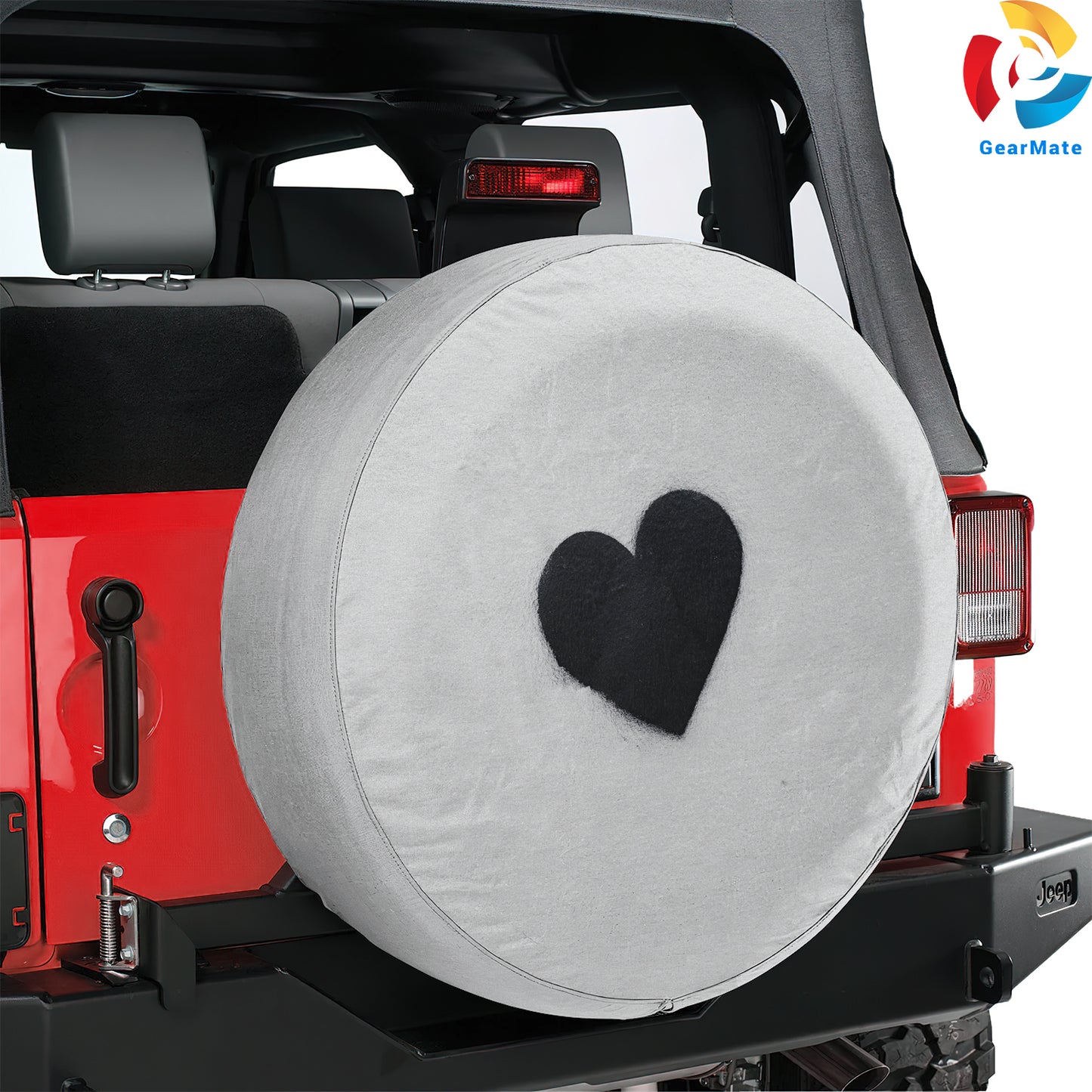 Black Heart Love Spare Tire Cover – Premium Waterproof UV Resistant Protector