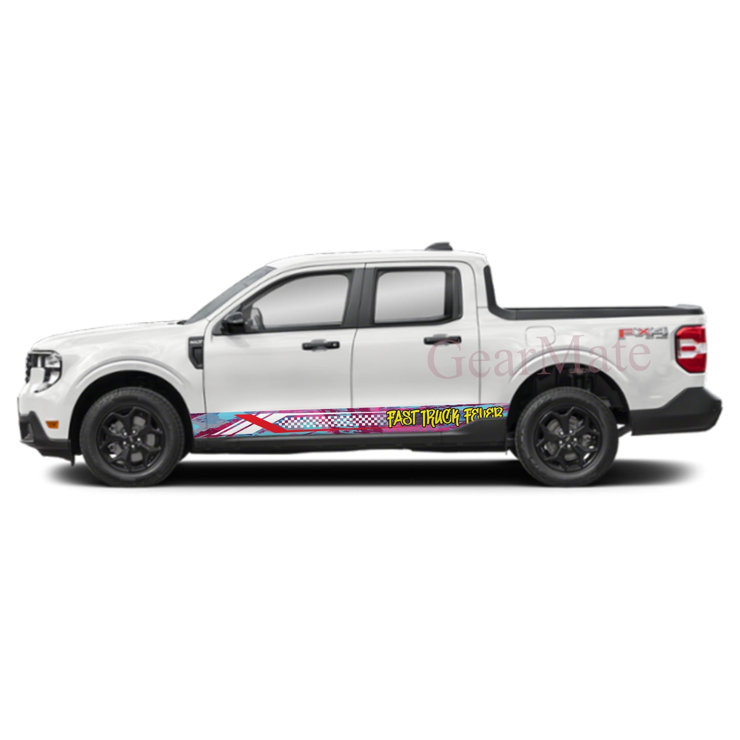 Fast Truck Fever Rocker Panel Graphic Decal Kit (Left & Right Sides) - High Quality Vinyl for Trucks & SUVs