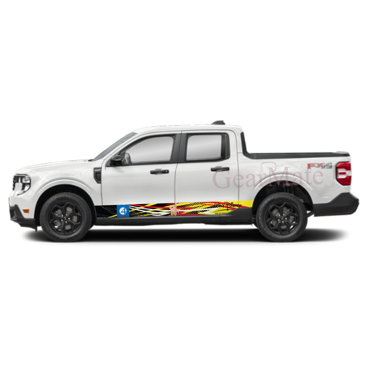Turbocharged Style Patrick Star Rocker Panel Graphic Decal Kit (Left & Right Sides) - High Quality Vinyl for Trucks & SUVs