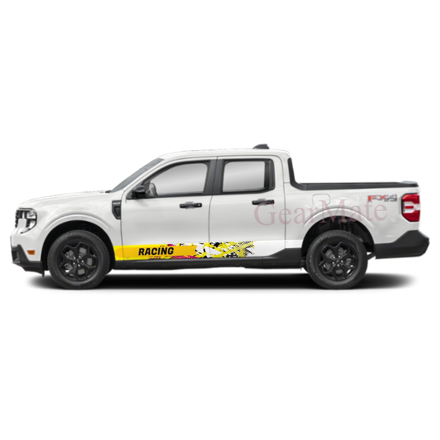 Racing Yellow Pink Panel Graphic Decal Kit (Left & Right Sides) - High Quality Vinyl for Trucks & SUVs