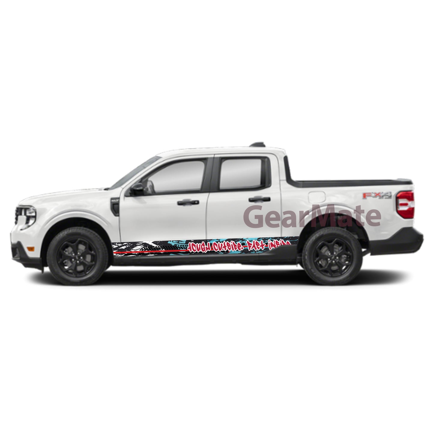 Tough Outside Fast Inside Rocker Panel Graphic Decal Kit (Left & Right Sides) - High Quality Vinyl for Trucks & SUVs