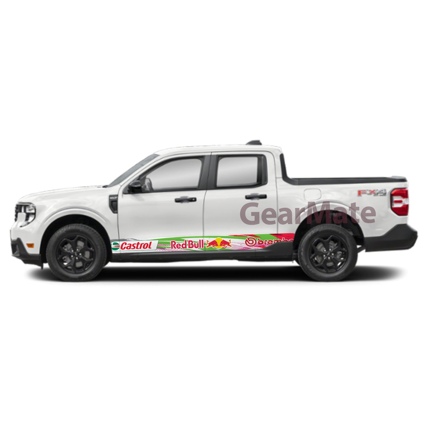 Sport Paint Red Green Brembo Castrol Redbull Rocker Panel Graphic Decal Kit (Left & Right Sides) - High Quality Vinyl for Trucks & SUVs
