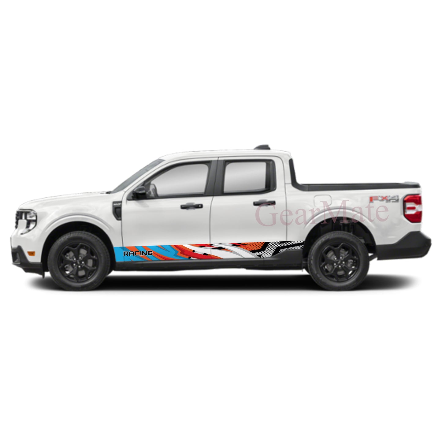 Racing BRed Rocker Panel Graphic Decal Kit (Left & Right Sides) - High Quality Vinyl for Trucks & SUVs