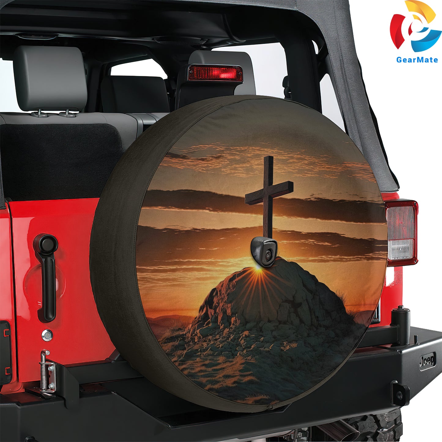 Jesus Cross Spare Tire Cover – Premium Waterproof UV Resistant Protector