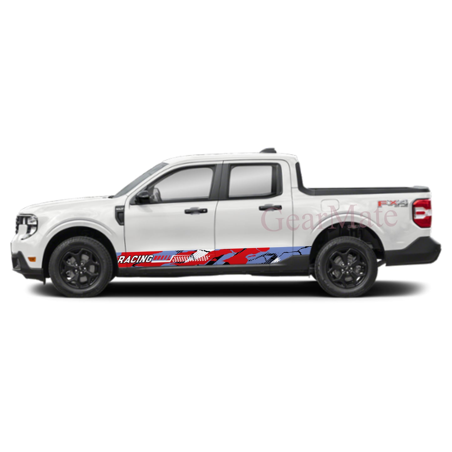 Racing Red Light Blue Rocker Panel Graphic Decal Kit (Left & Right Sides) - High Quality Vinyl for Trucks & SUVs