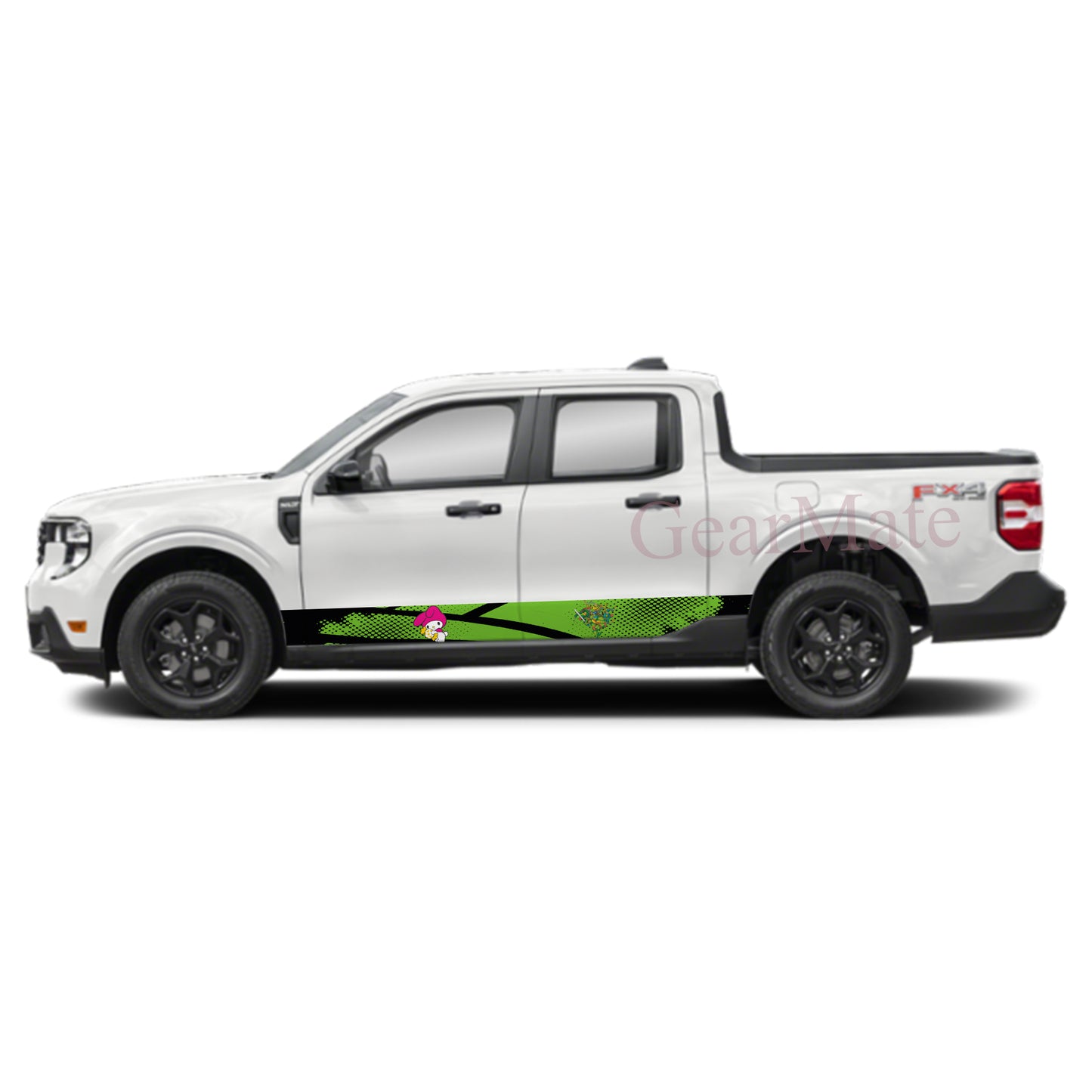 Speed Grunge Green Kuromi Rocker Panel Graphic Decal Kit (Left & Right Sides) - High Quality Vinyl for Trucks & SUVs