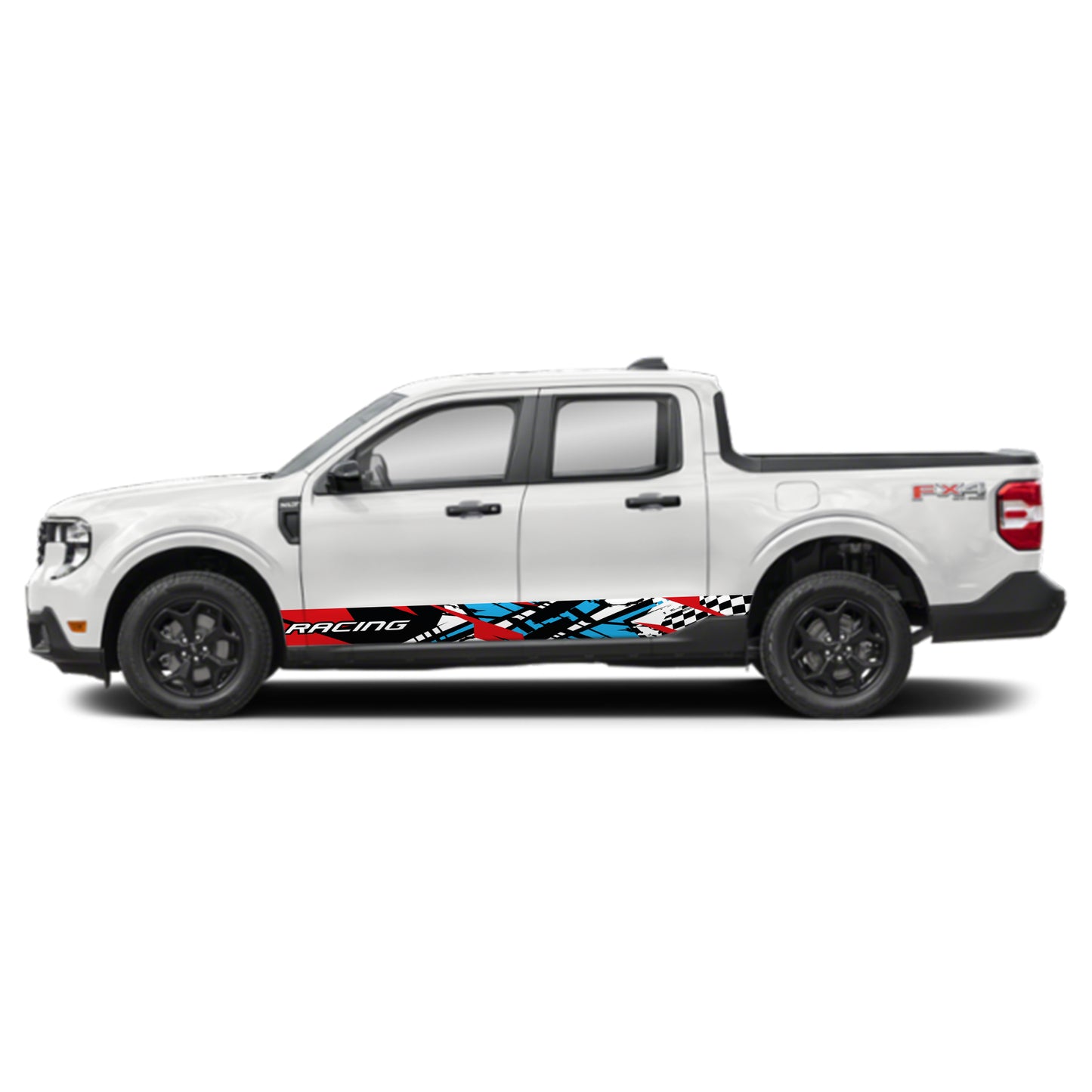 Racing Red Blue Rocker Panel Graphic Decal Kit (Left & Right Sides) - High Quality Vinyl for Trucks & SUVs