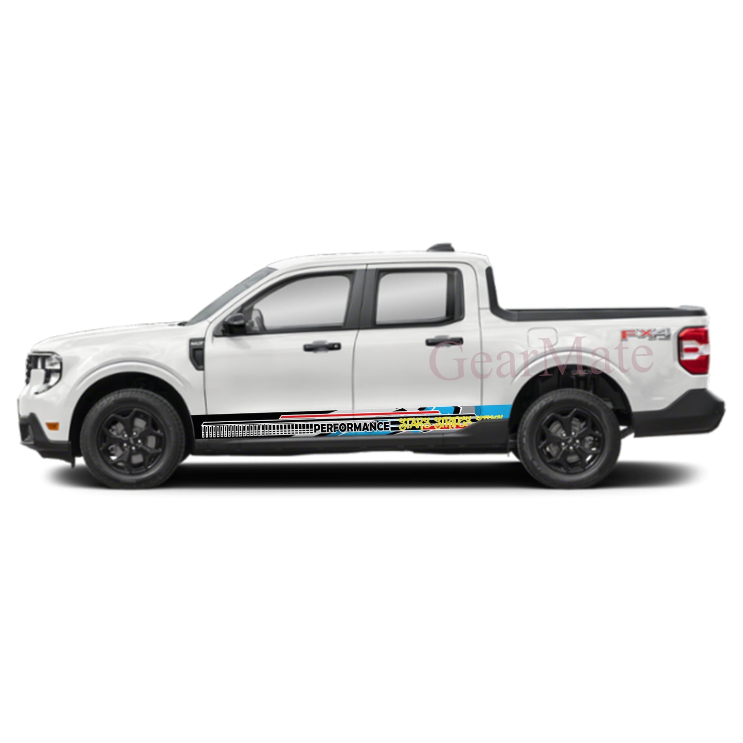 Stars Stripes Steel Rocker Panel Graphic Decal Kit (Left & Right Sides) - High Quality Vinyl for Trucks & SUVs