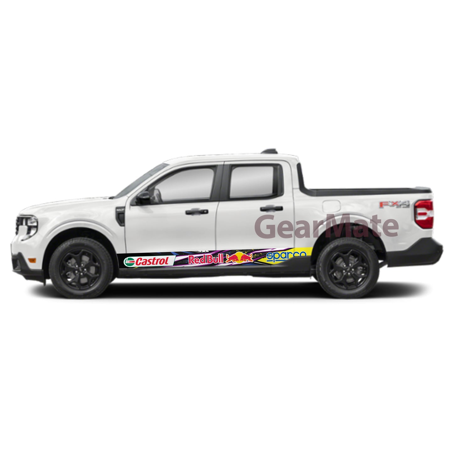 Sport Racing Blue PY Sparco Castrol Redbull Rocker Panel Graphic Decal Kit (Left & Right Sides) - High Quality Vinyl for Trucks & SUVs