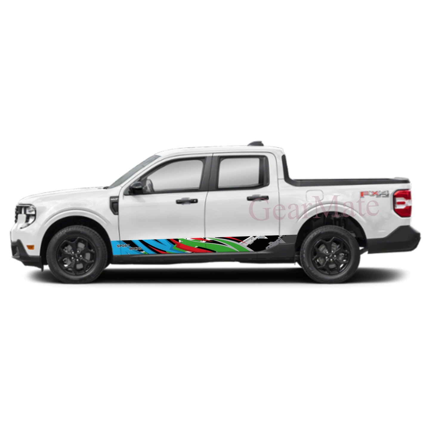 Sport Racing BRG Rocker Panel Graphic Decal Kit (Left & Right Sides) - High Quality Vinyl for Trucks & SUVs
