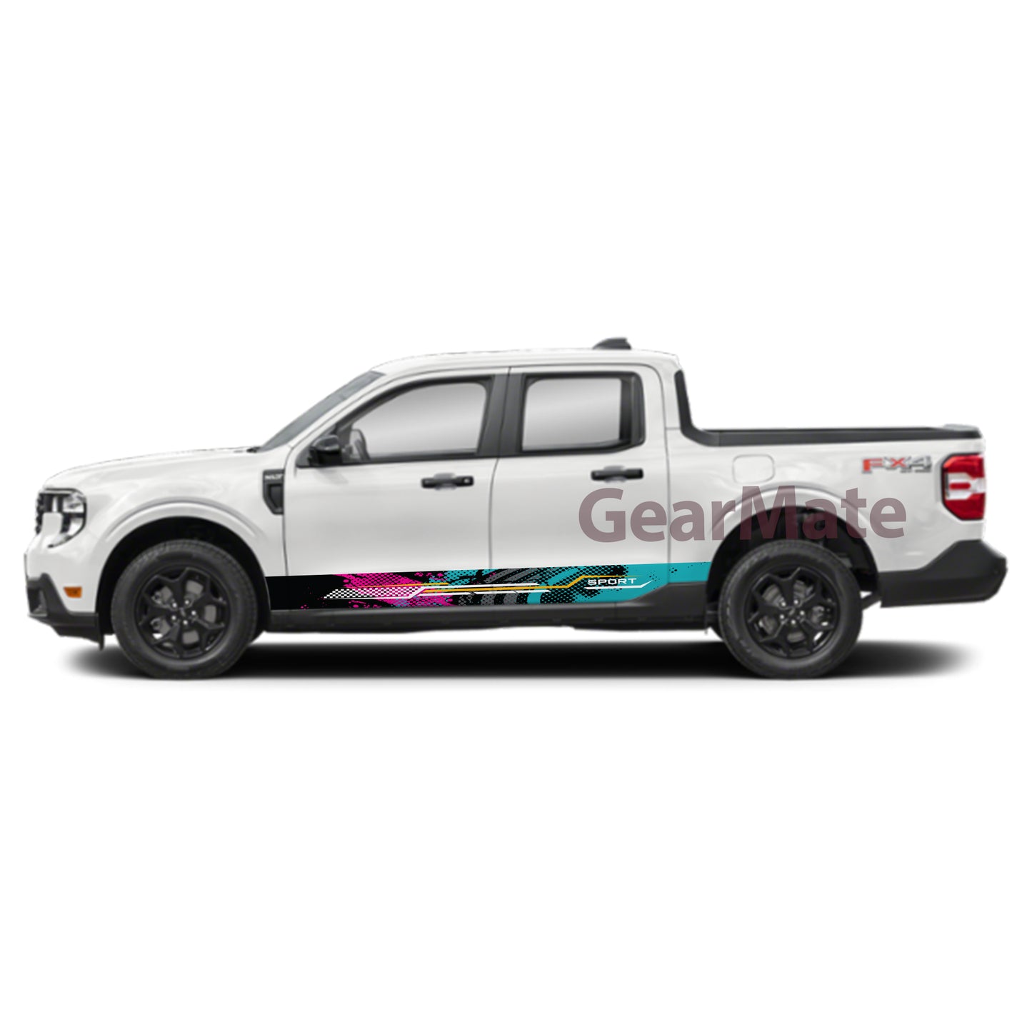Sport Pink Green Rocker Panel Graphic Decal Kit (Left & Right Sides) - High Quality Vinyl for Trucks & SUVs