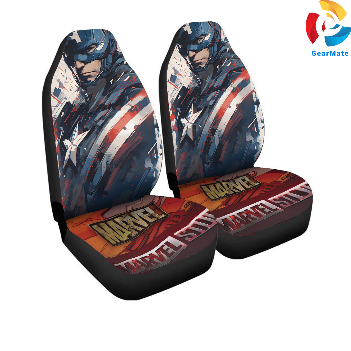 Marvel Captain America Comics Car Seat Covers – High Quality Graphic and Polar Fleece Protector Set