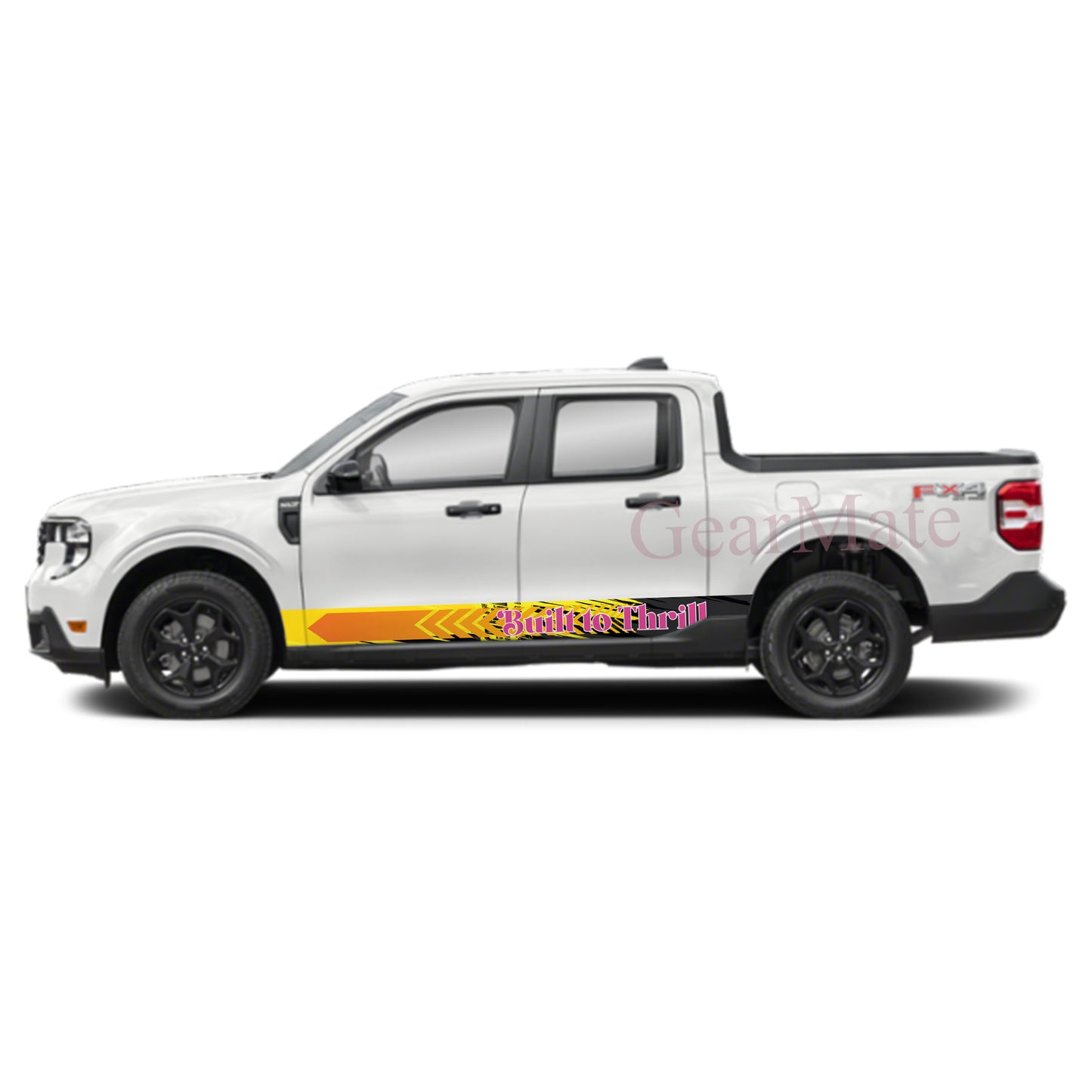 Built To Thrill Rocker Panel Graphic Decal Kit (Left & Right Sides) - High Quality Vinyl for Trucks & SUVs