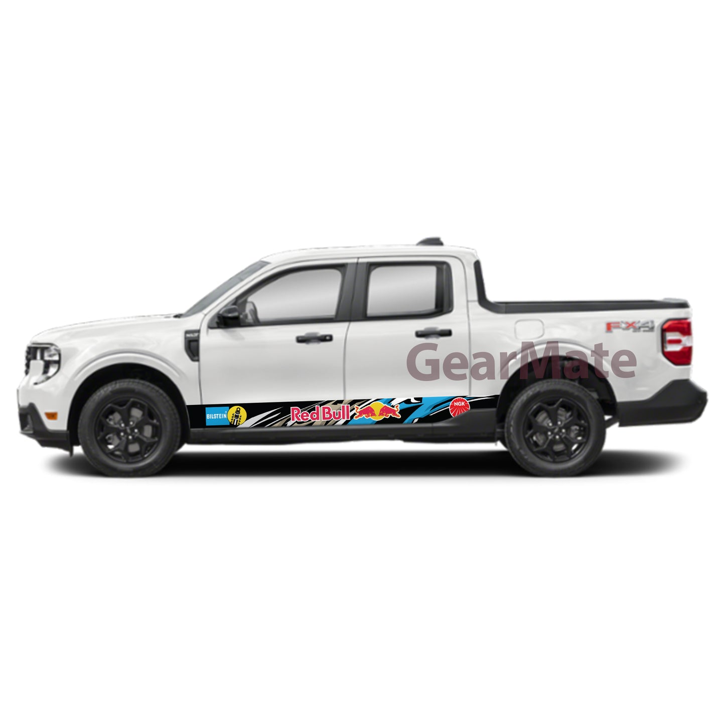Racing Blue Red Bull Rocker Panel Graphic Decal Kit (Left & Right Sides) - High Quality Vinyl for Trucks & SUVs