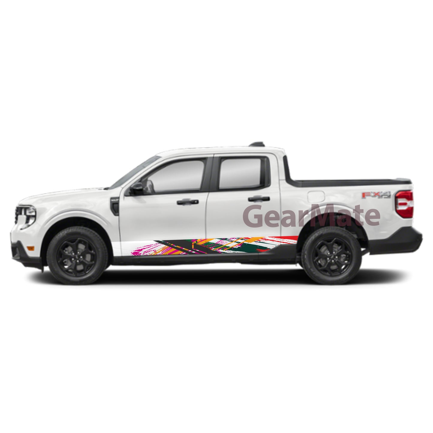 Sport White Black Rocker Panel Graphic Decal Kit (Left & Right Sides) - High Quality Vinyl for Trucks & SUVs