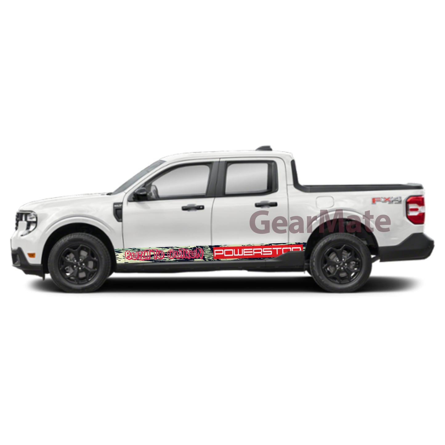 Build To Outrun Powerstop Rocker Panel Graphic Decal Kit (Left & Right Sides) - High Quality Vinyl for Trucks & SUVs