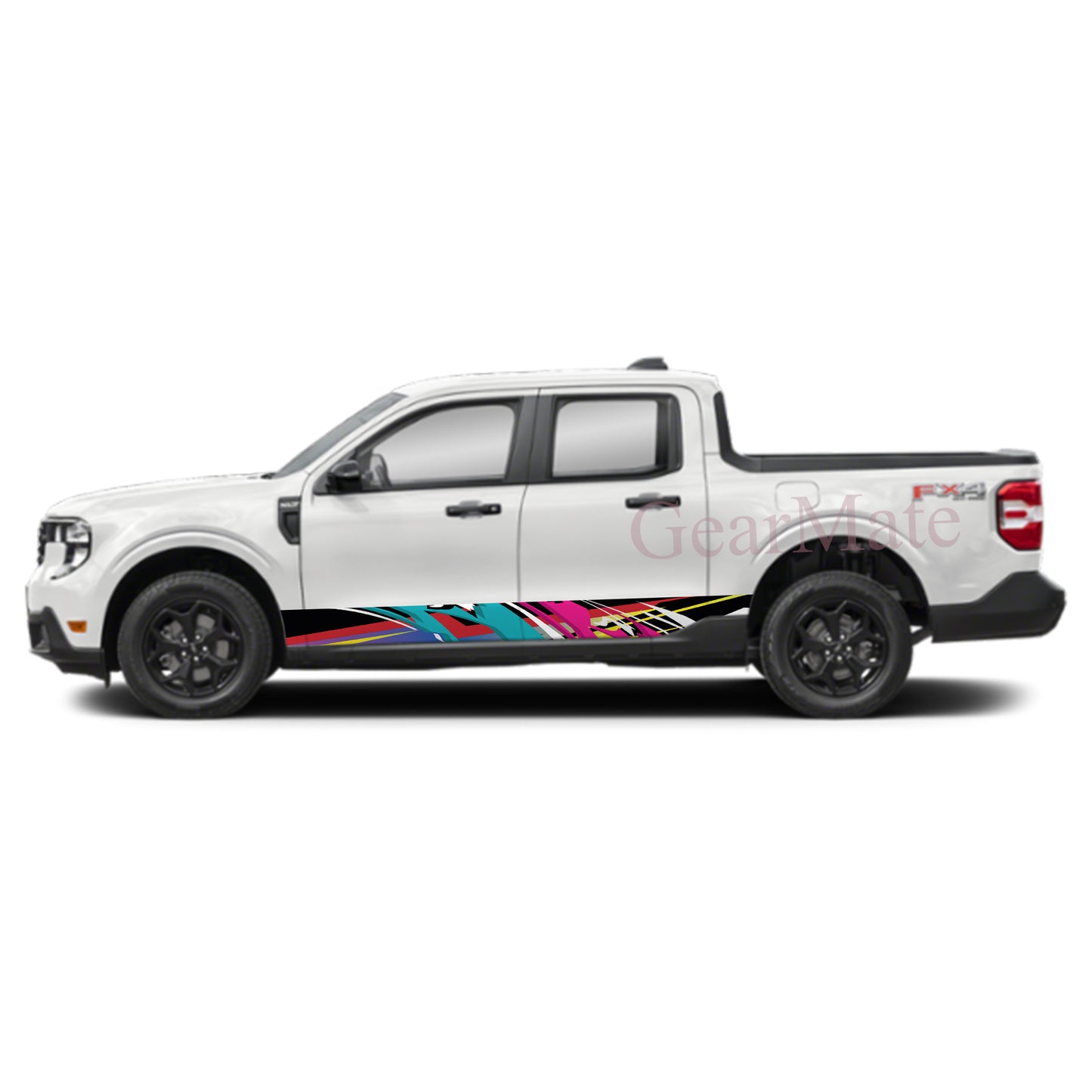 Racing Stripe Colorful Rocker Panel Graphic Decal Kit (Left & Right Sides) - High Quality Vinyl for Trucks & SUVs