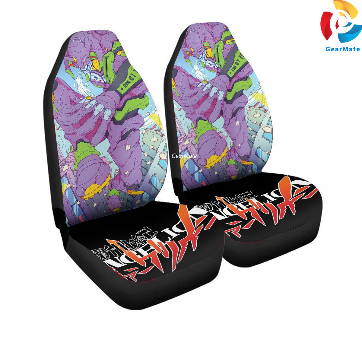 Genesis Evangelion Car Seat Covers – High Quality Graphic and Polar Fleece Protector Set