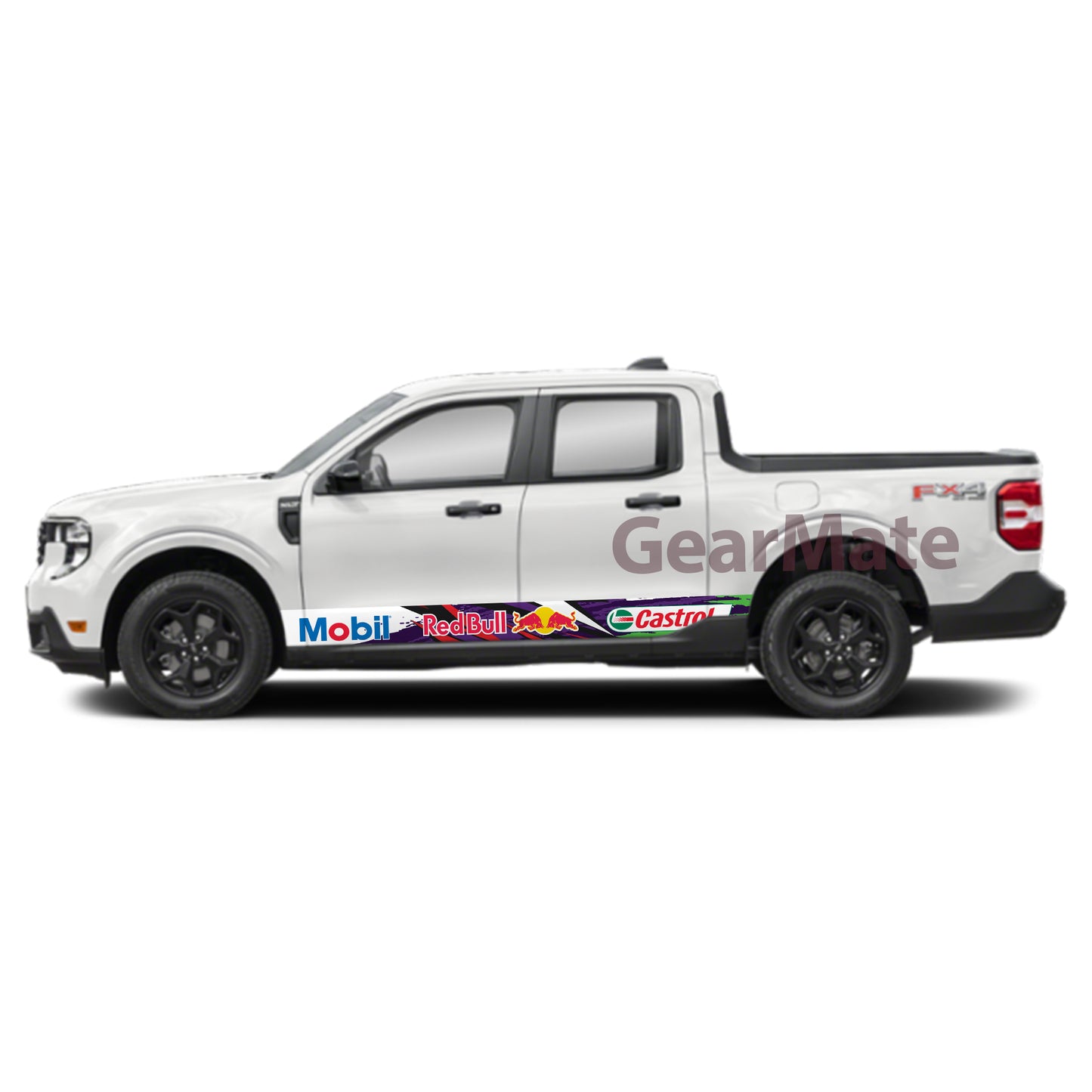 Racing Paint Purple Green Mobil Castrol Redbull Rocker Panel Graphic Decal Kit (Left & Right Sides) - High Quality Vinyl for Trucks & SUVs