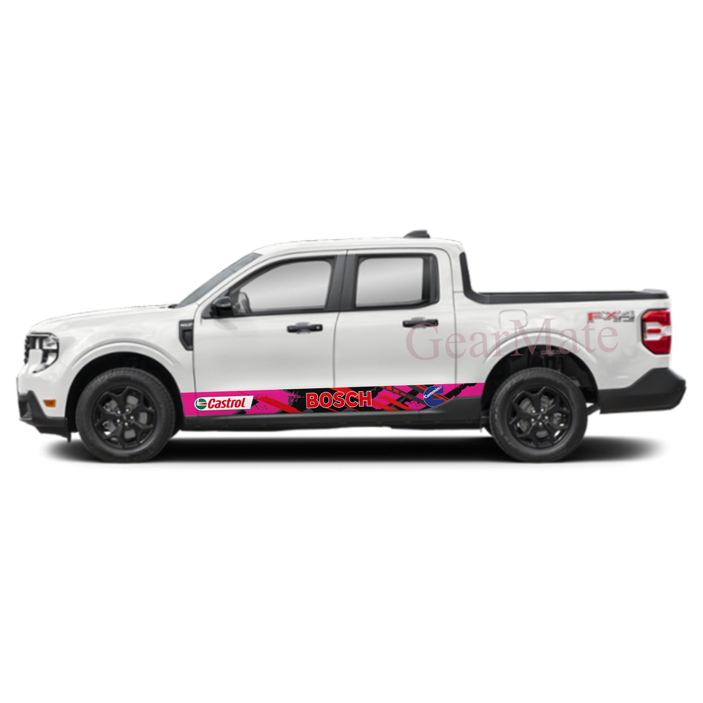 Racing Pink Bosch Rocker Panel Graphic Decal Kit (Left & Right Sides) - High Quality Vinyl for Trucks & SUVs