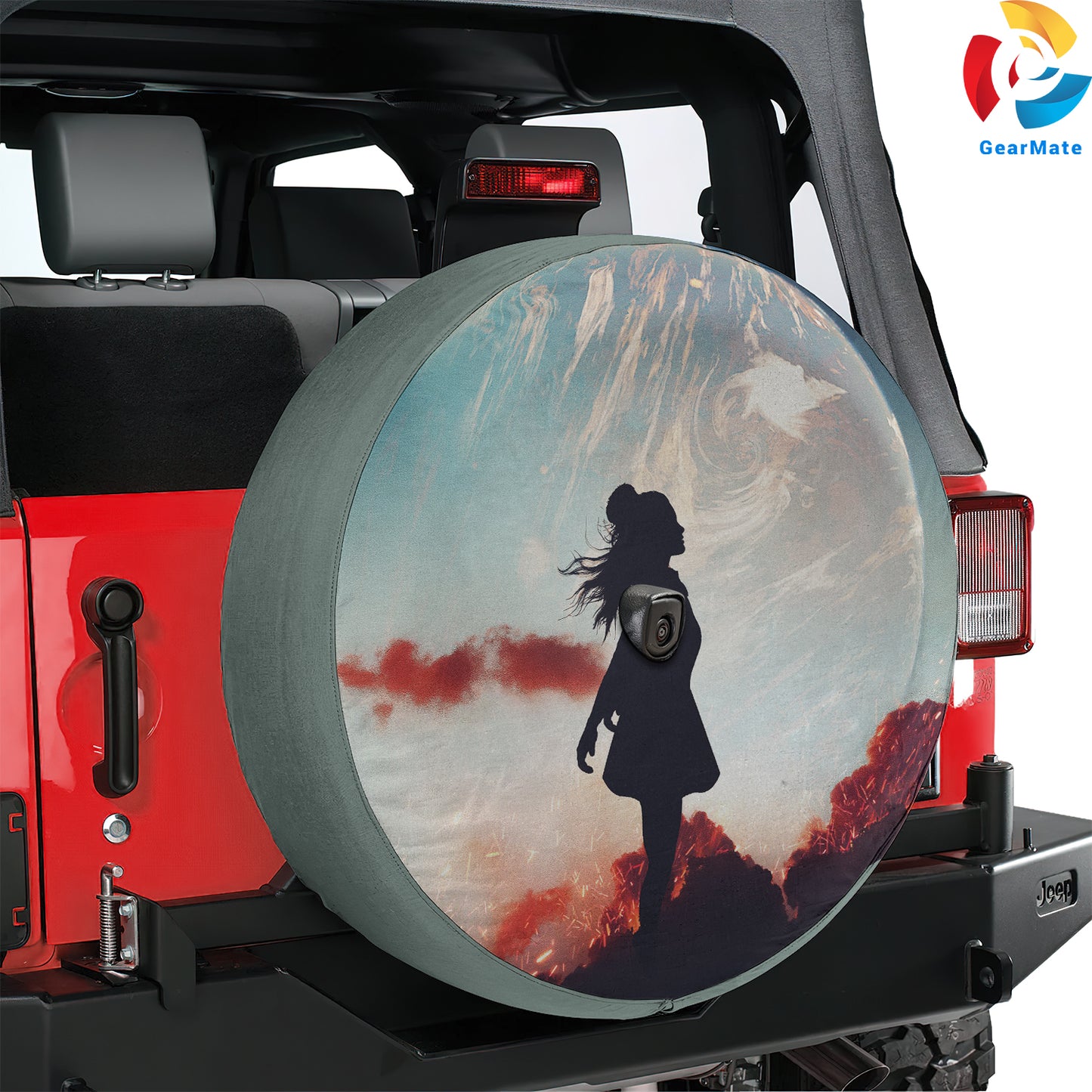 Alone Girl Silhouette Spare Tire Cover – Premium Waterproof UV Resistant Protector