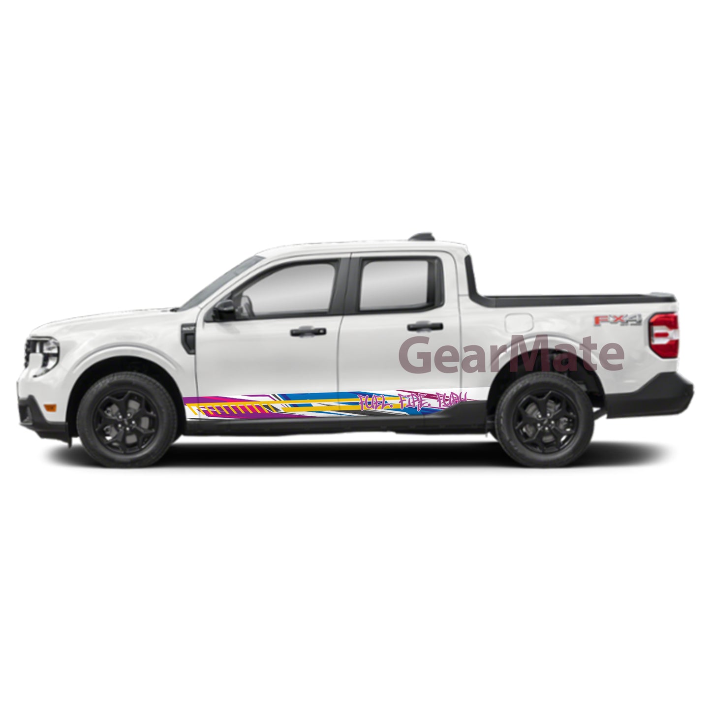 Fuel Fire Furry Rocker Panel Graphic Decal Kit (Left & Right Sides) - High Quality Vinyl for Trucks & SUVs