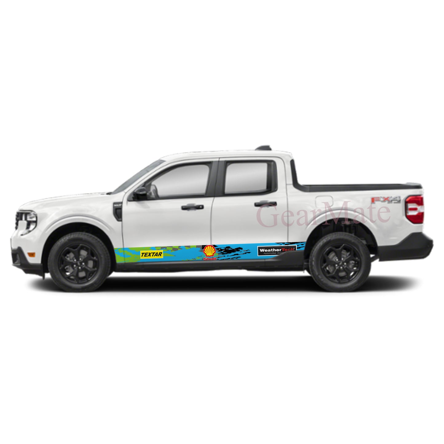 Racing Green Blue Shell Rocker Panel Graphic Decal Kit (Left & Right Sides) - High Quality Vinyl for Trucks & SUVs