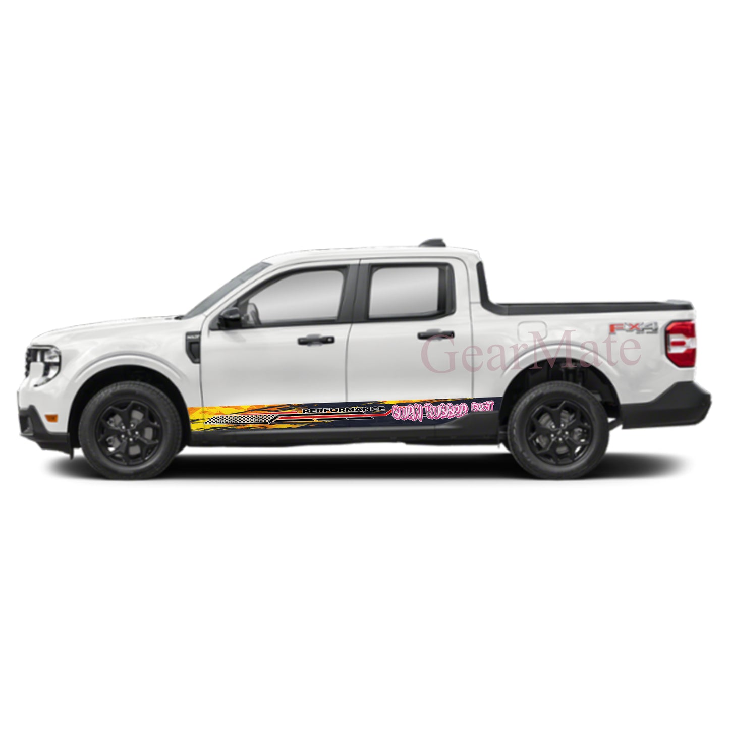 Burn Rubber Fast Rocker Panel Graphic Decal Kit (Left & Right Sides) - High Quality Vinyl for Trucks & SUVs