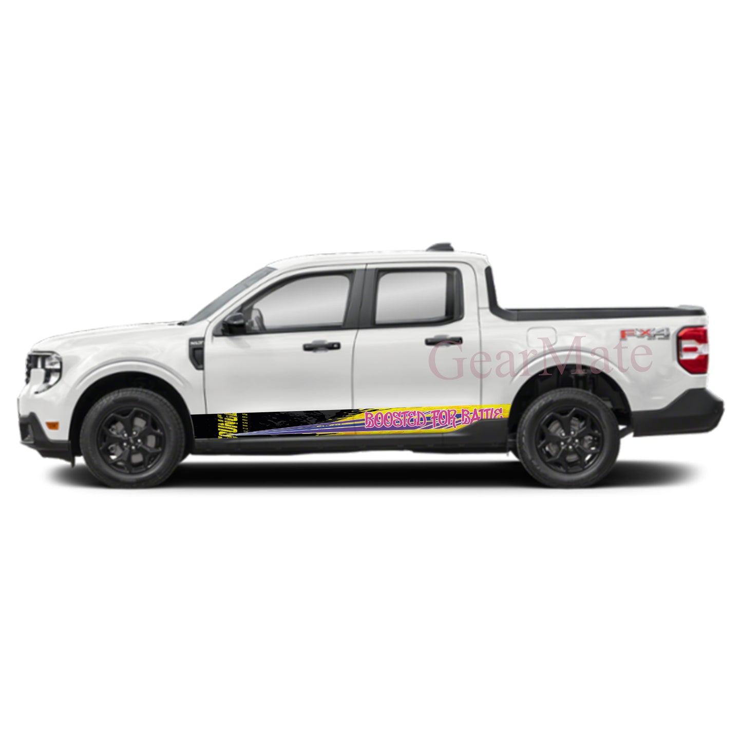 Boosted For Battle Rocker Panel Graphic Decal Kit (Left & Right Sides) - High Quality Vinyl for Trucks & SUVs