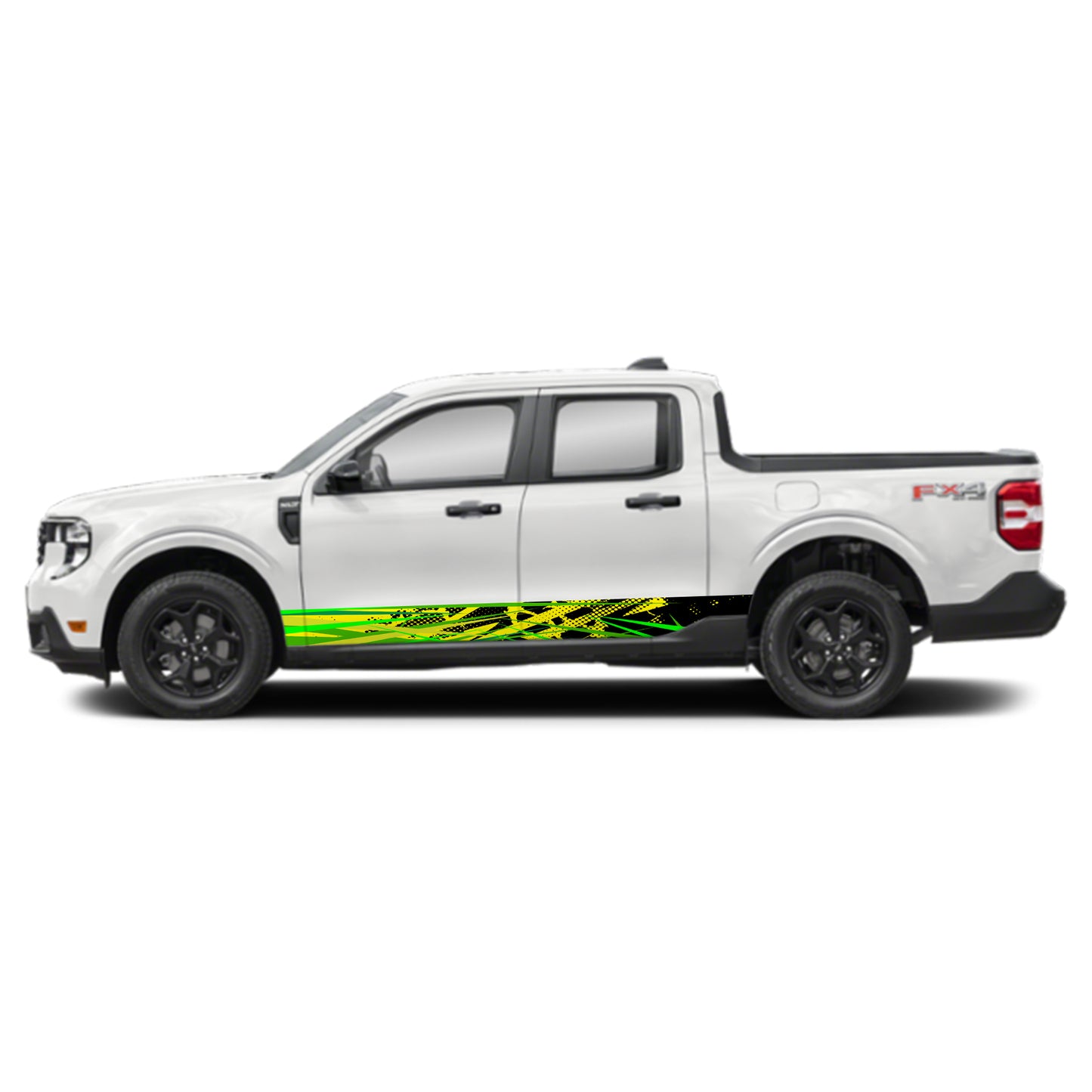 Green Yellow Stripes Rocker Panel Graphic Decal Kit (Left & Right Sides) - High Quality Vinyl for Trucks & SUVs