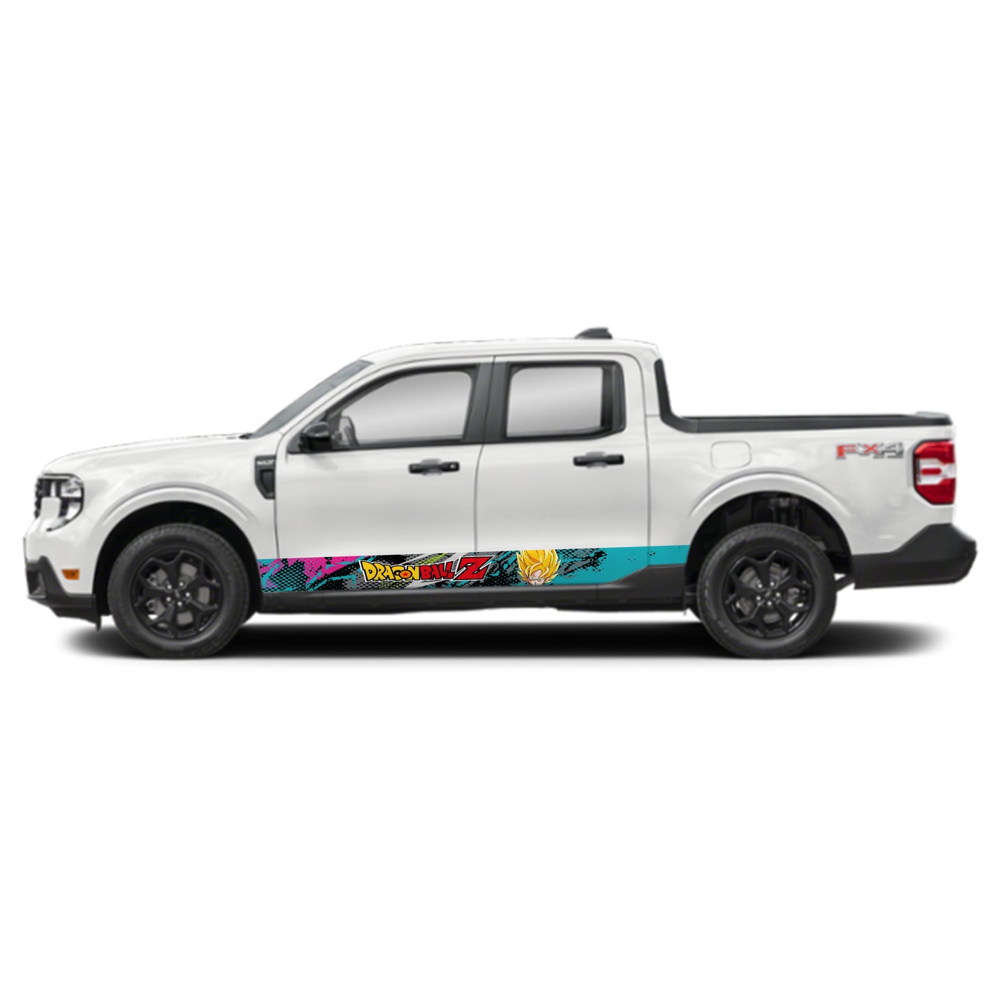 Speed Light Blue Dragon Ball Z Goku Rocker Panel Graphic Decal Kit (Left & Right Sides) - High Quality Vinyl for Trucks & SUVs