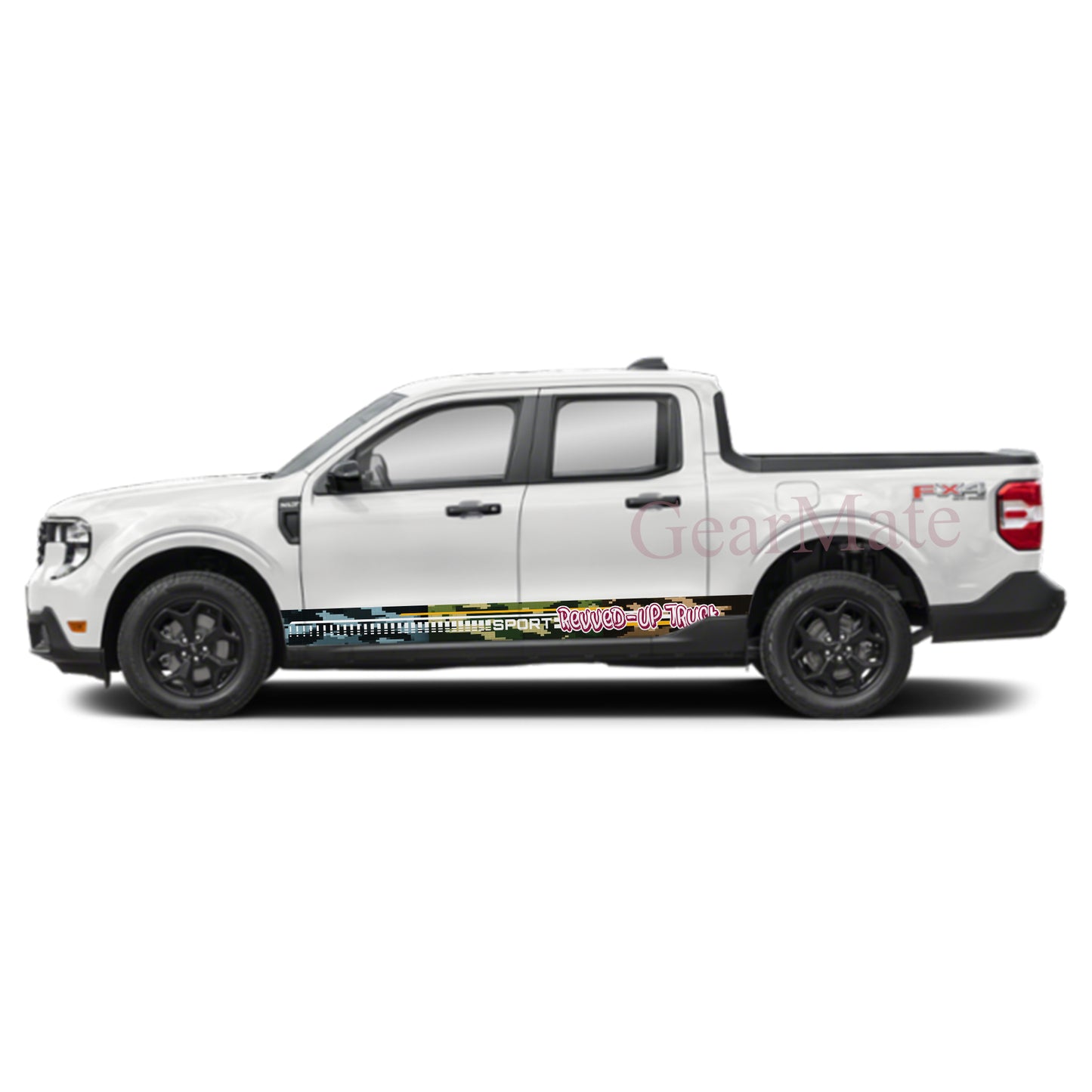 Revved-Up Truck Rocker Panel Graphic Decal Kit (Left & Right Sides) - High Quality Vinyl for Trucks & SUVs
